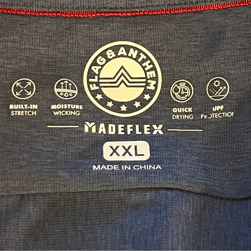 Flag & Anthem Men's Heather Blue Madeflex UPF Performance Button-Down‎ Shirt XXL - Picture 12 of 15